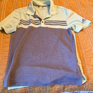 Adidas golf polo. Small moisture wicking.  Great color